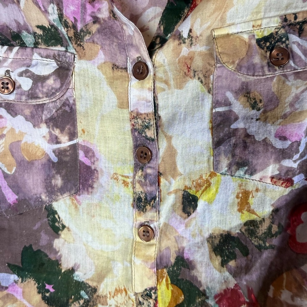 JAK Vintage Half Button Beautiful Print Floral Long Sleeve Women's Top. - Picture 5 of 8